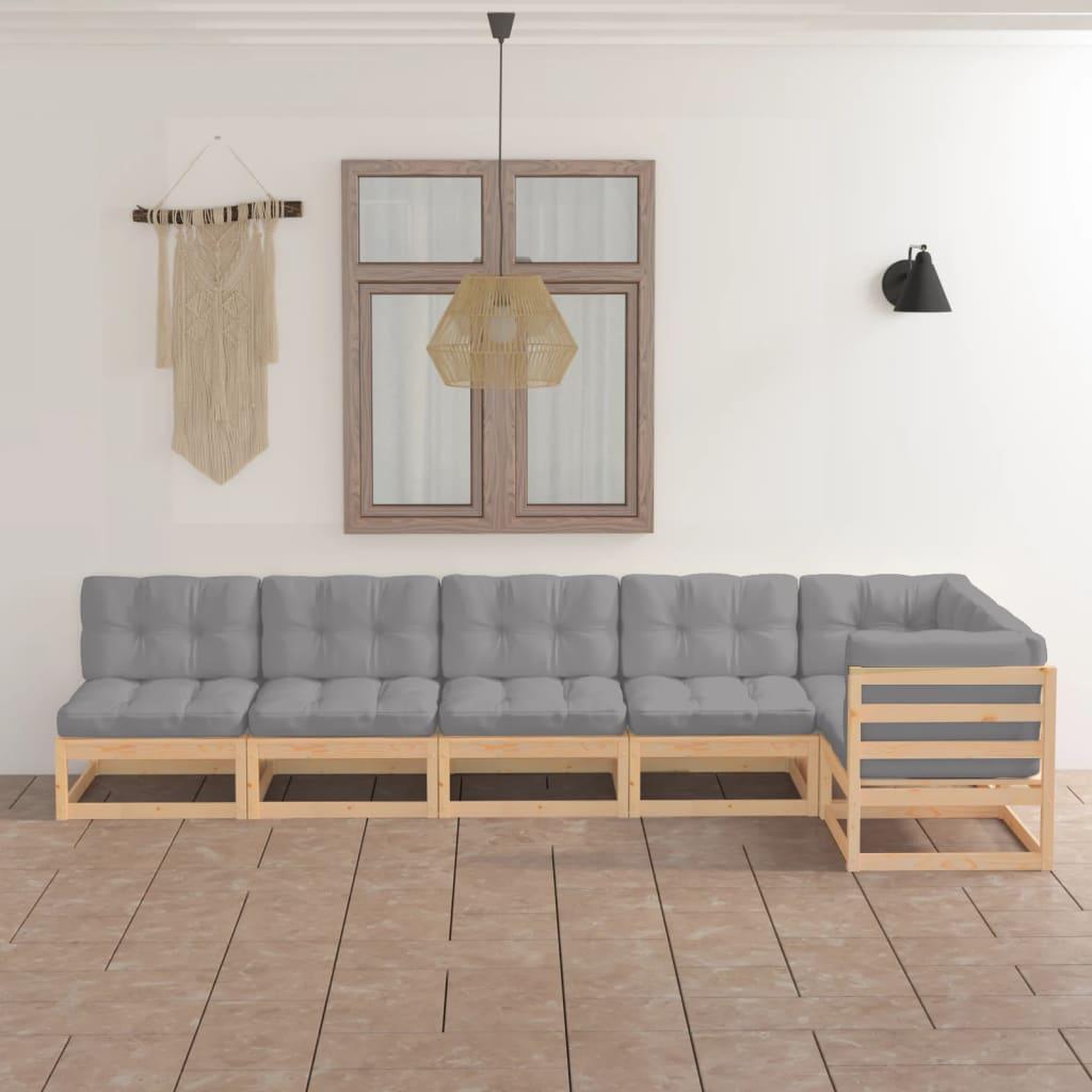 Voir la diapositive 1 : VIDAXL Salon de jardin 6 pcs avec coussins Bois de pin massif