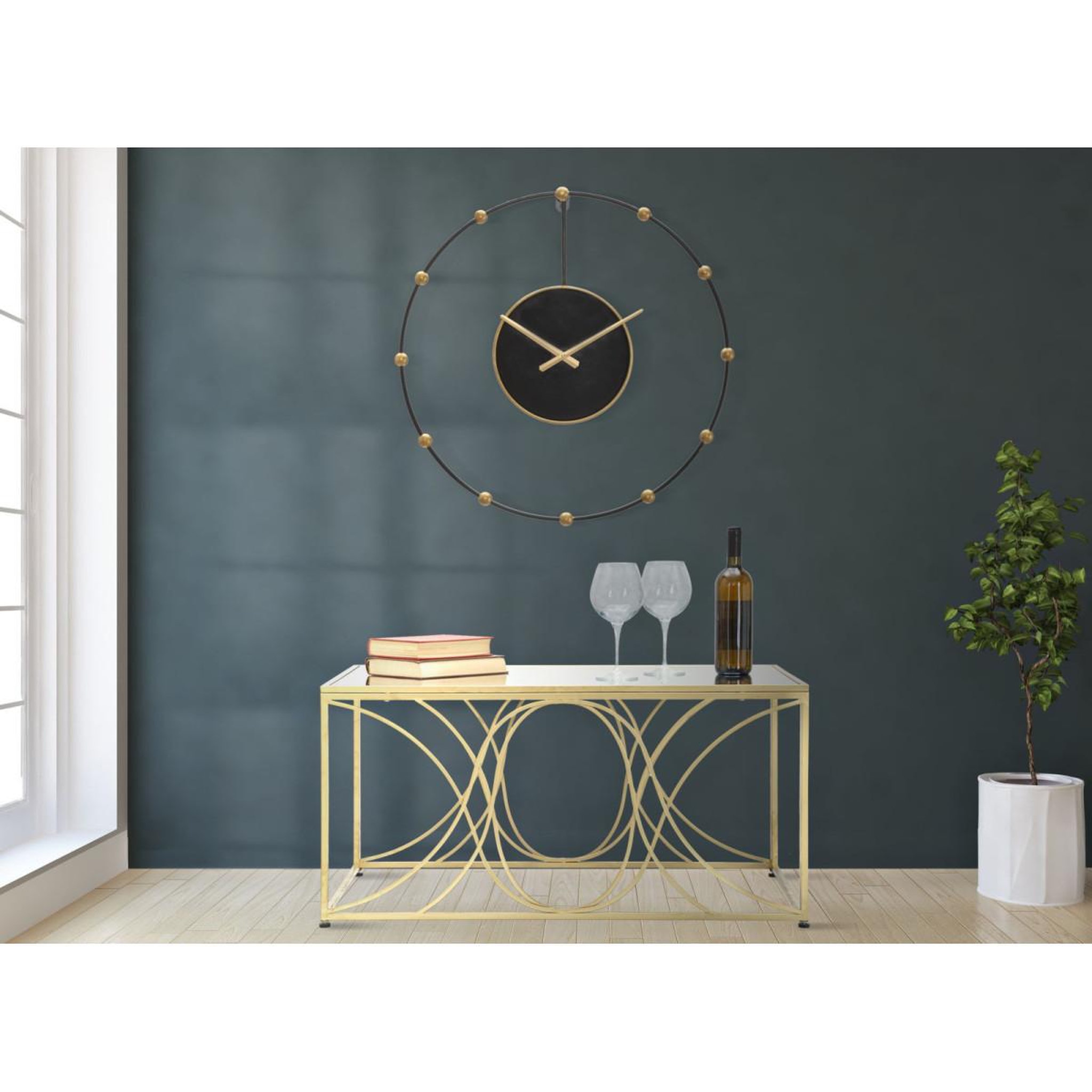 Voir la diapositive 5 : Paris Prix Horloge murale en métal  pearl  61cm noir
