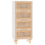 Voir la diapositive 2 : VIDAXL Buffet Blanc 40x30x90 cm Bois de pin massif et rotin naturel