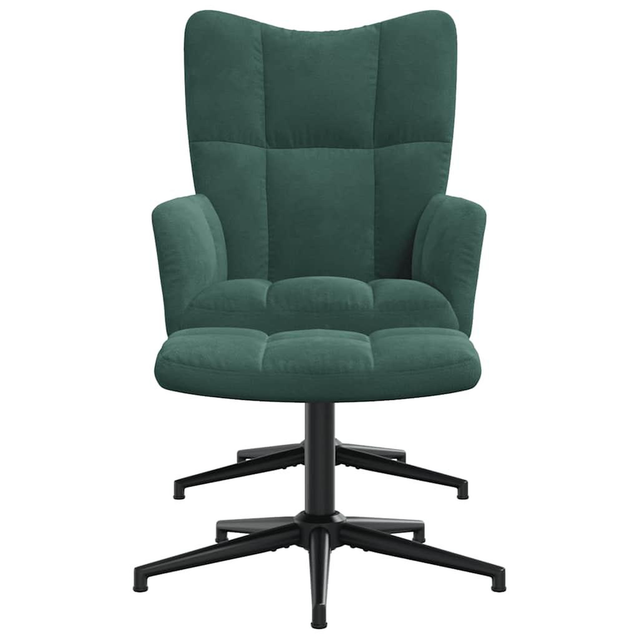 Voir la diapositive 3 : VIDAXL Chaise de relaxation avec tabouret Vert fonce Velours