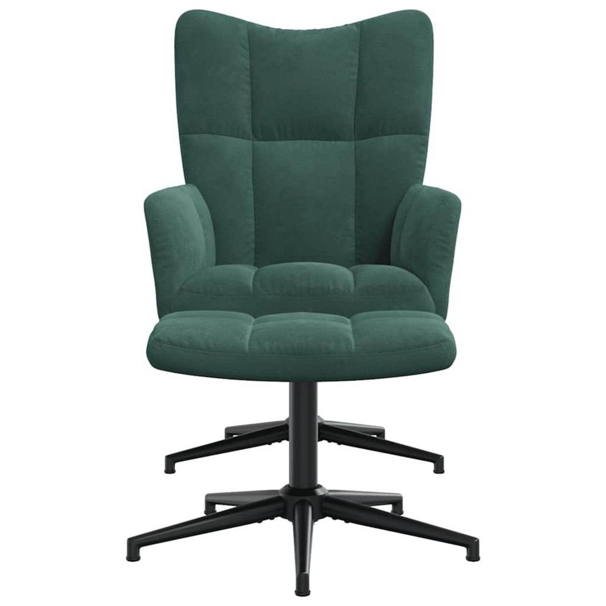VIDAXL Chaise de relaxation avec tabouret Vert fonce Velours