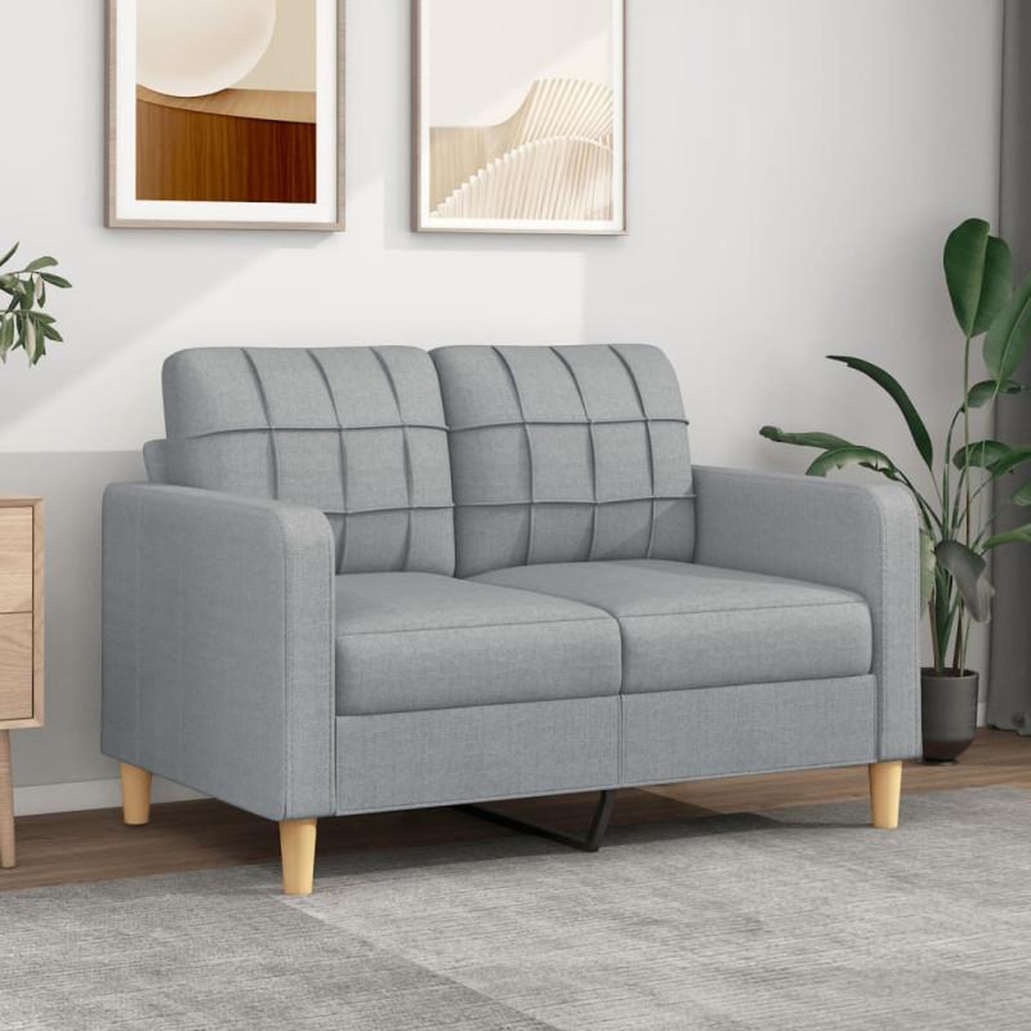 VIDAXL Canapé à 2 places Gris clair 120 cm Tissu