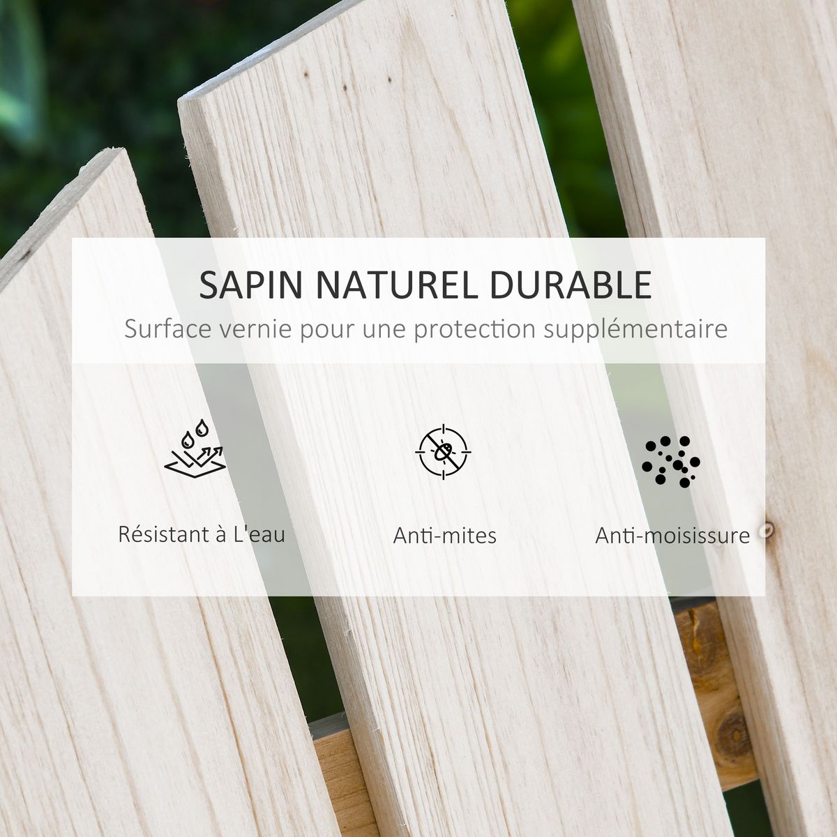 OUTSUNNY Banc de jardin 2 places design Adirondack assise dossier à lattes larges accoudoirs bois naturel pin lasuré