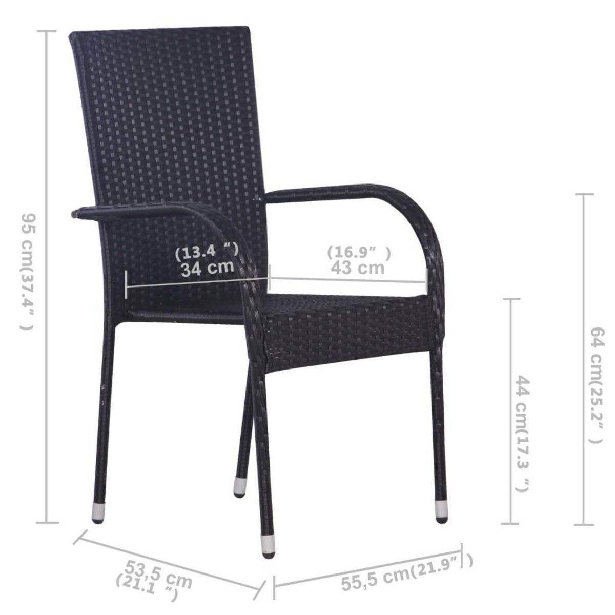 VIDAXL Ensemble a manger de jardin 5 pcs Noir