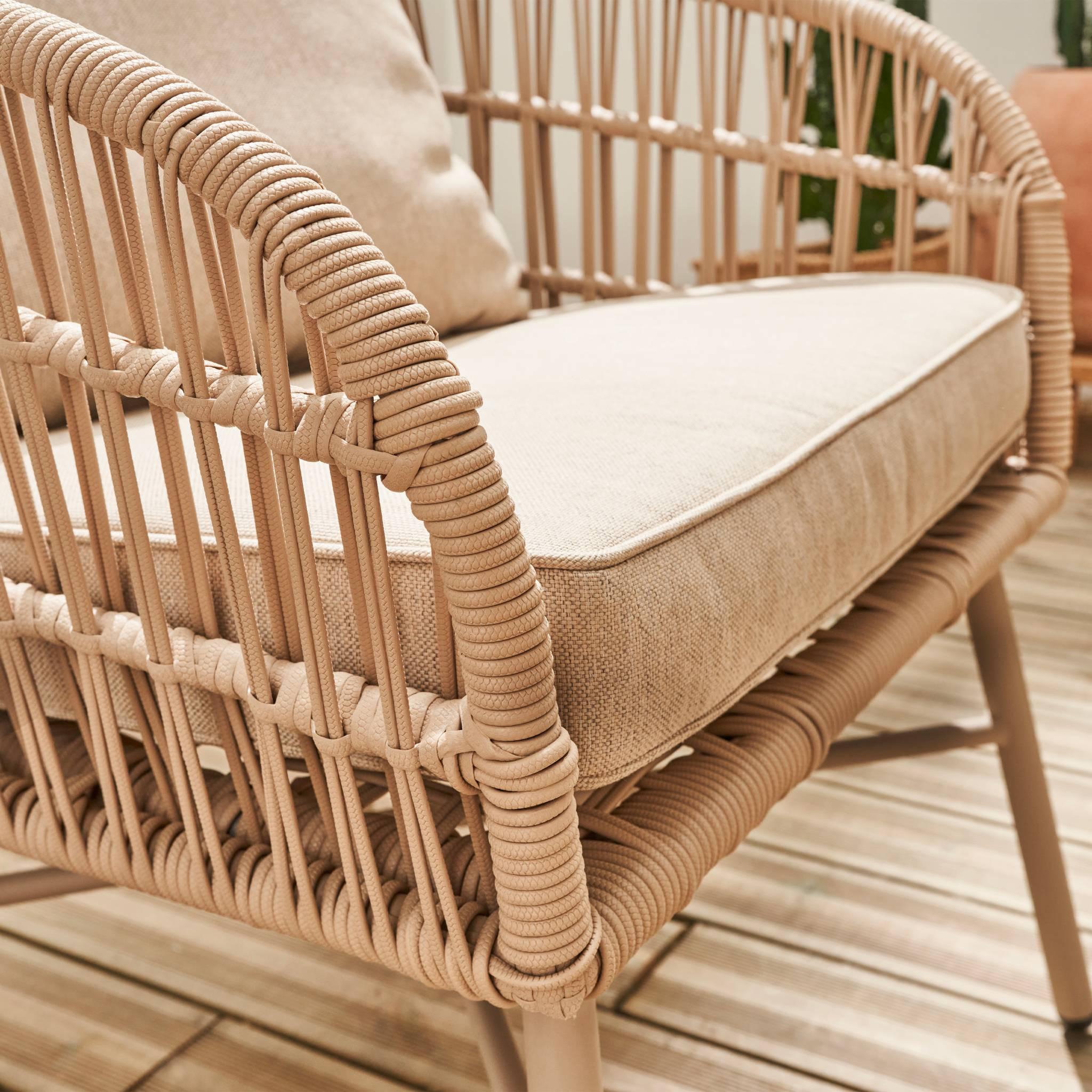 Voir la diapositive 5 : SWEEEK Salon de jardin en corde et acier. table plateau en zinc. 4 places
