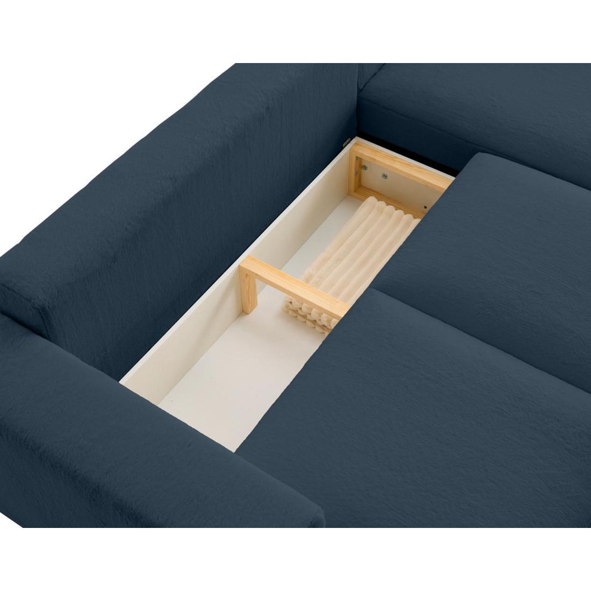 LISA DESIGN Livy - canapé d'angle réversible 4 places convertible avec coffre en fausse fourrure