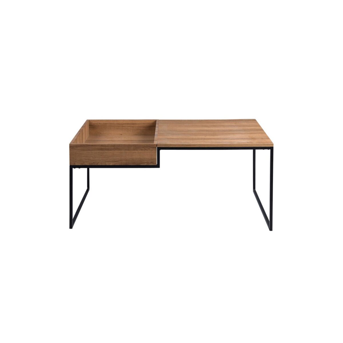 BEST MOBILIER Tim - table basse - effet bois et métal noir - 105 cm - style industriel