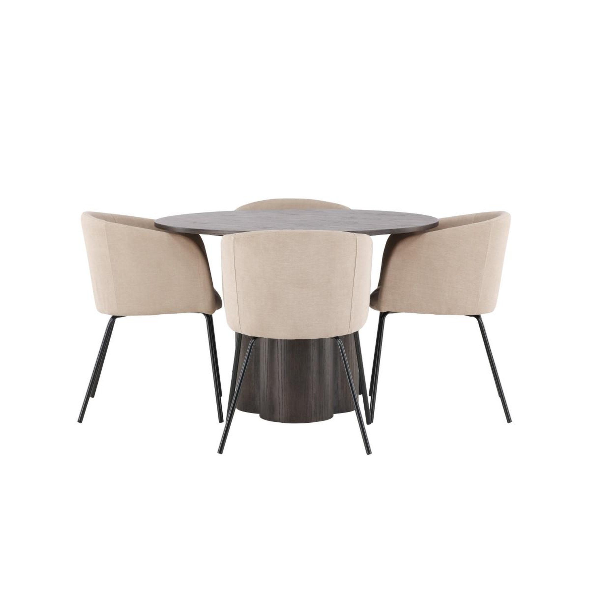 Voir la diapositive 2 : Paris Prix Ensemble table à manger & 4 chaises  olivia & berit  110cm moka & beige