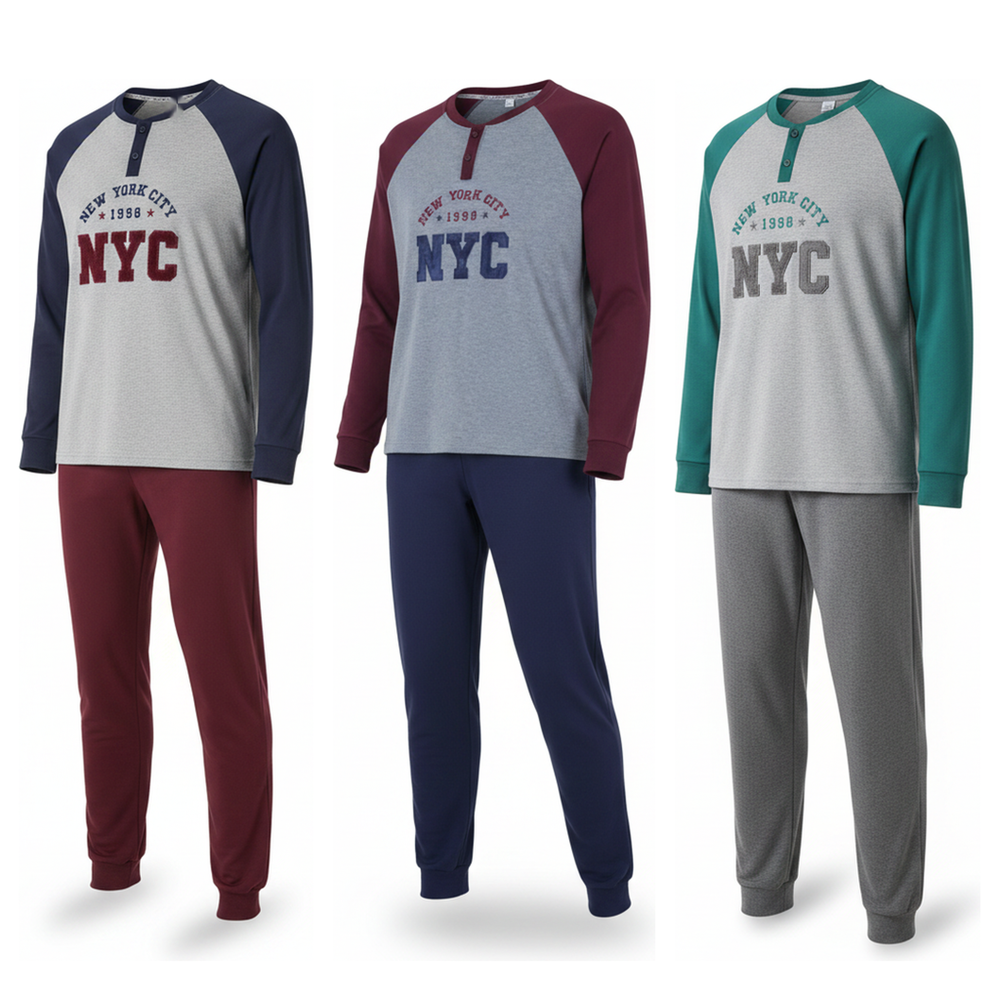 Voir la diapositive 1 : OZABI Ozabi ensemble pyjama homme doublé polaire pack de 3 coloris assortis
