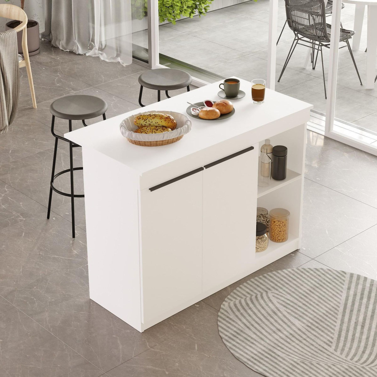 Habitat et Jardin Table de cuisine en bois  Orlando  - 120 x 60 x 88 cm - Blanc
