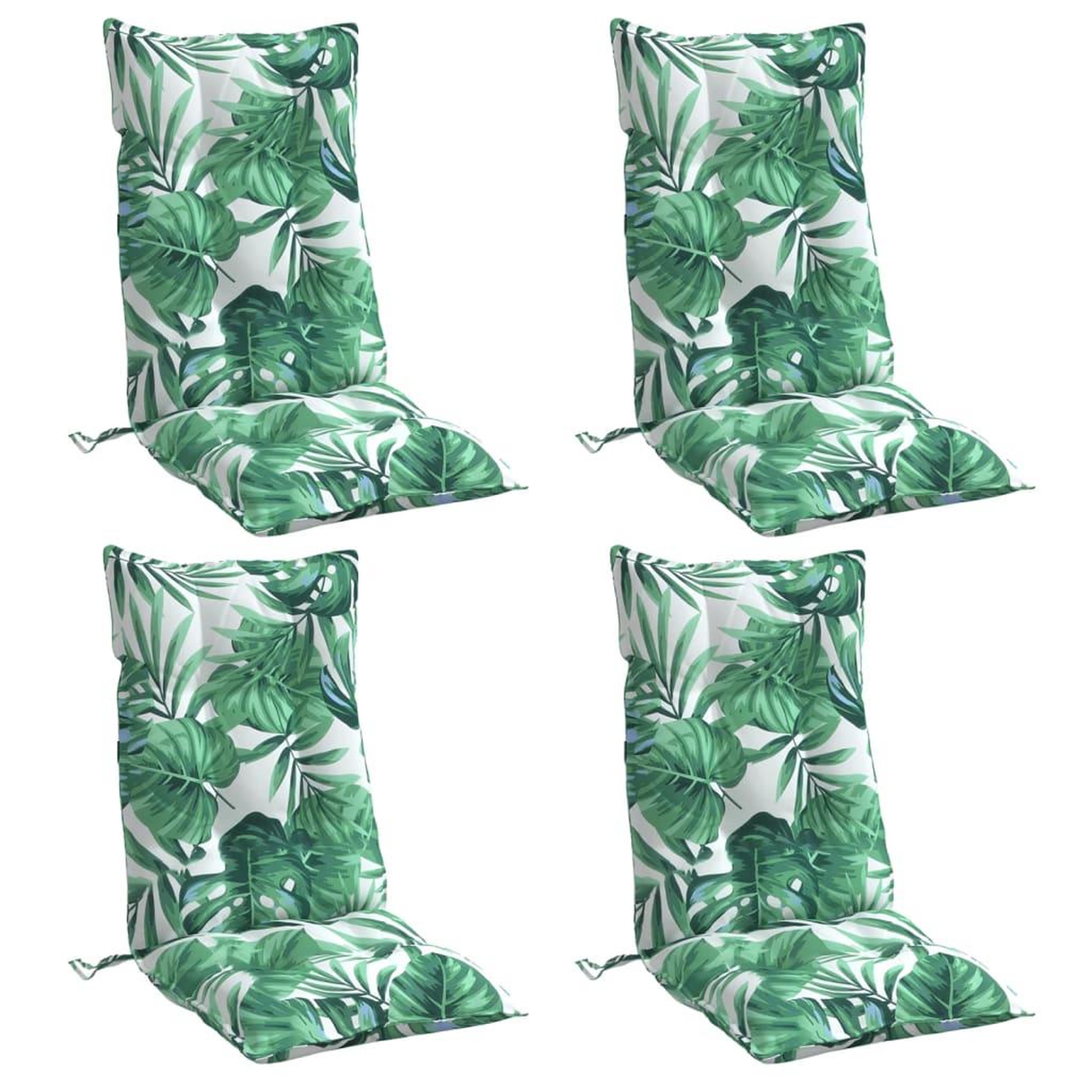 Voir la diapositive 3 : VIDAXL Coussins de chaise a dossier haut lot de 4 modele de feuille