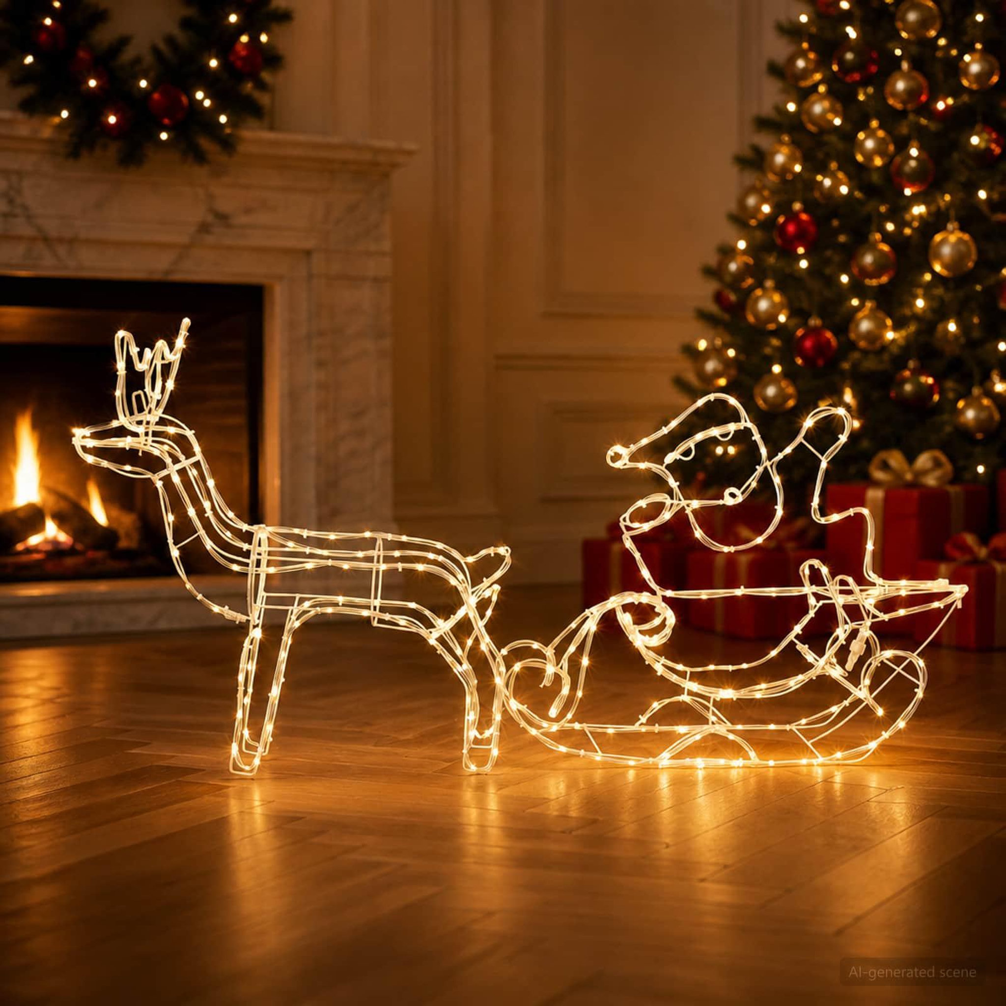 Voir la diapositive 2 : VIDAXL Decoration de Noël renne et traîneau LOVIISA 320 LED