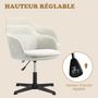 Voir la diapositive 6 : HOMCOM Chaise de bureau enveloppante design - piètement acier noir tissu toucher lin beige