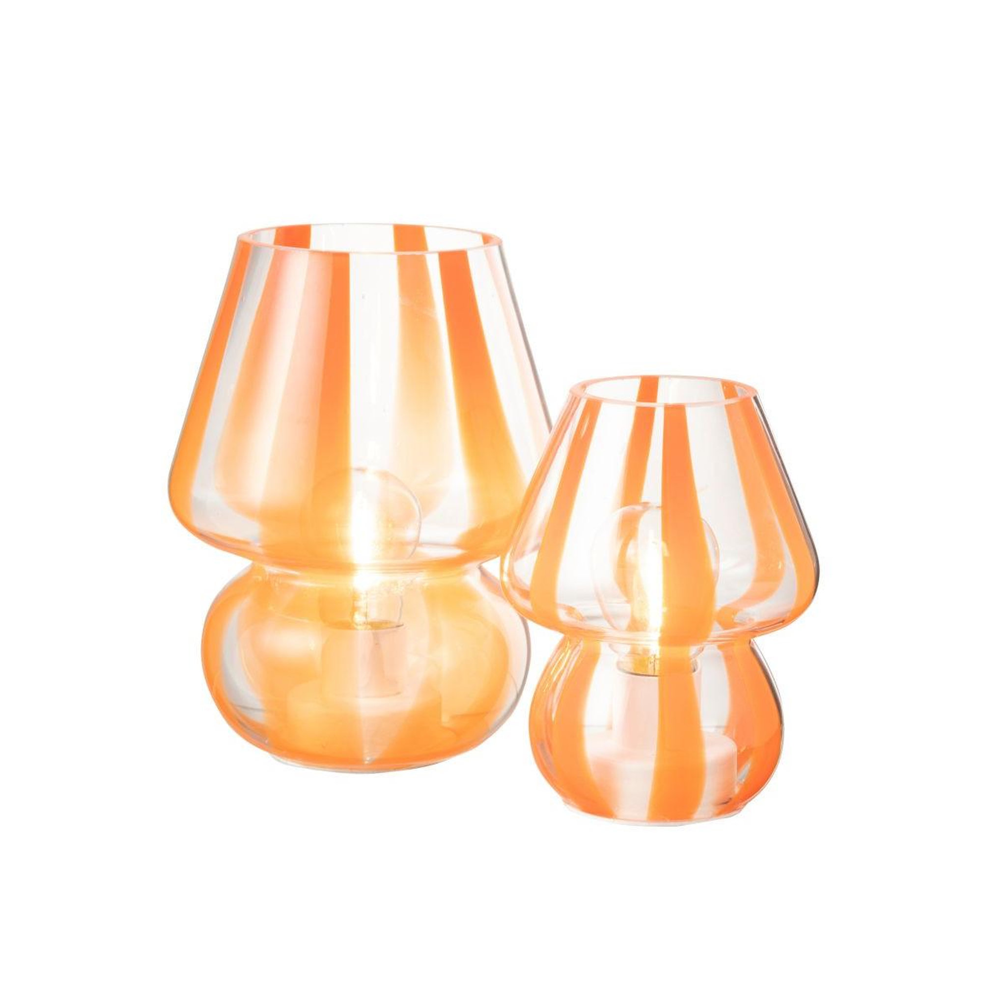 Voir la diapositive 5 : J-LINE Lampe à poser rayures en verre  ophelie  15cm orange