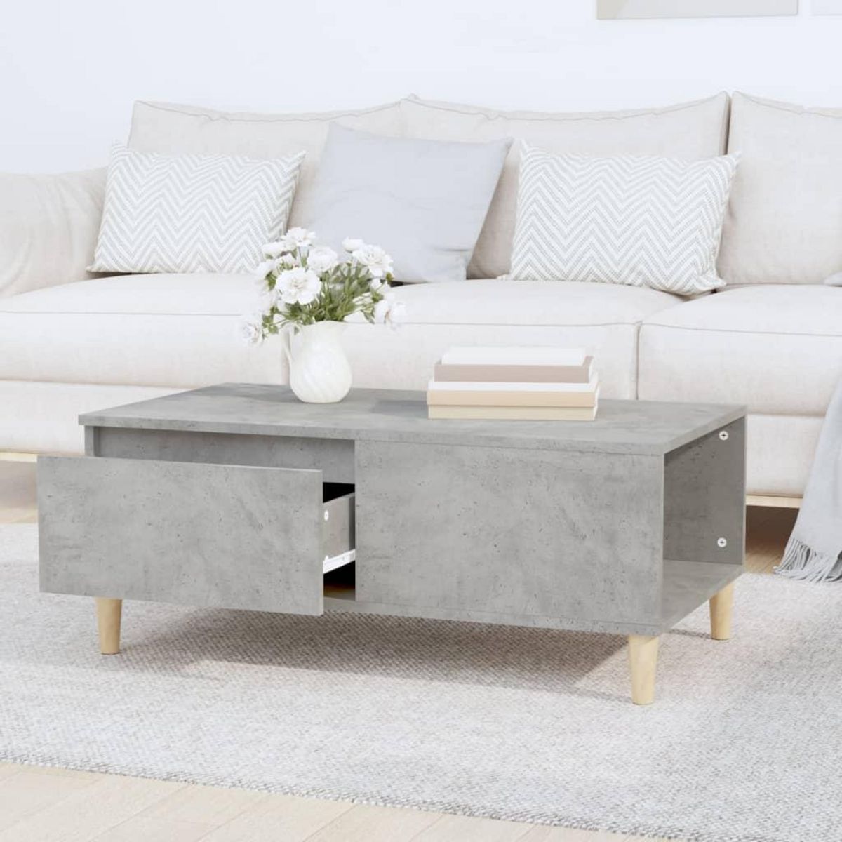 VIDAXL Table basse Gris beton 90x50x36,5 cm Bois d'ingenierie