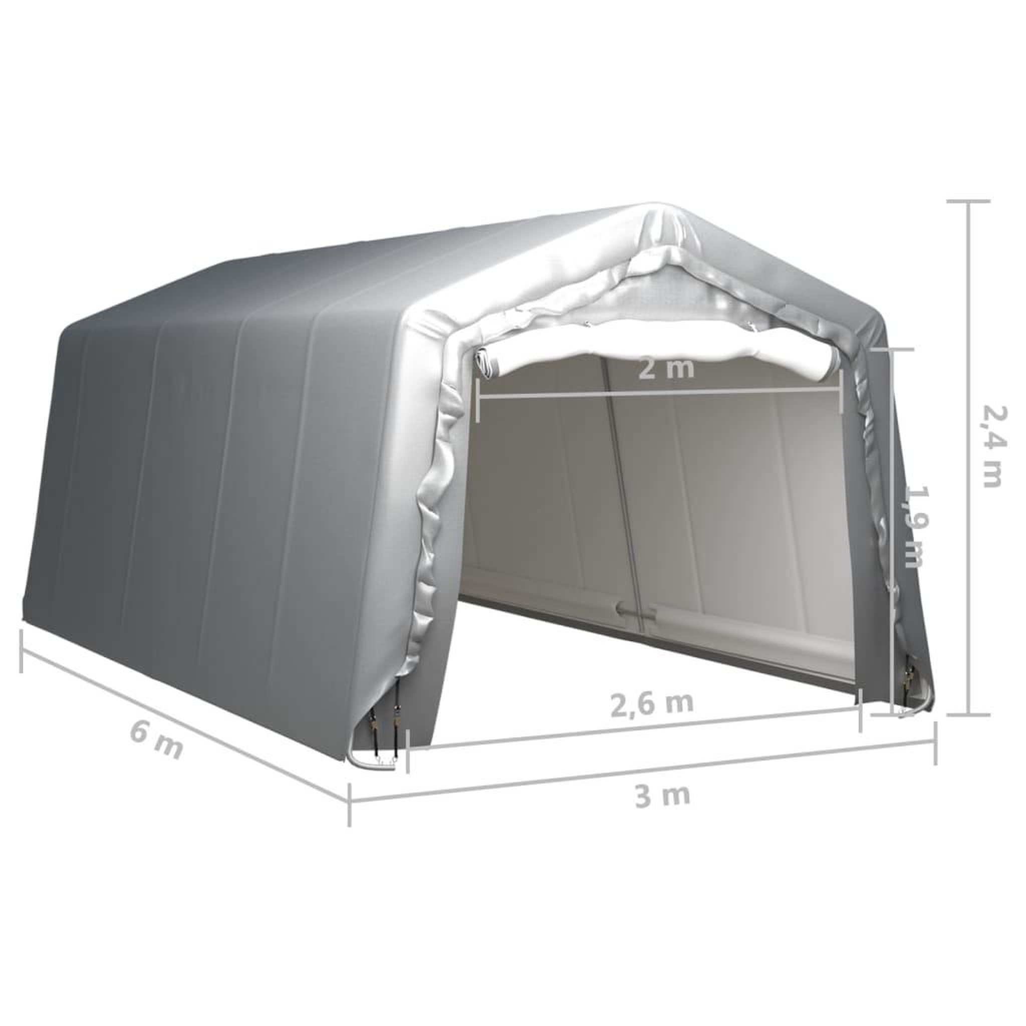 Voir la diapositive 5 : VIDAXL Tente de rangement 300x600 cm Acier Gris