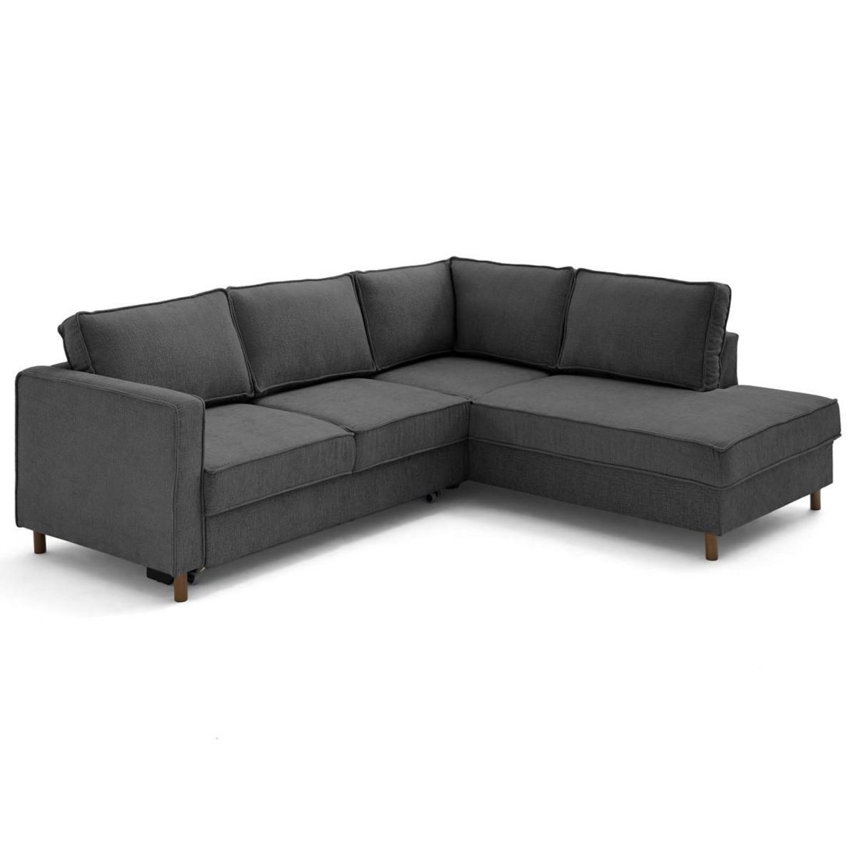 LISA DESIGN Jake - canapé d'angle droit 5 places convertible en tissu velours relief