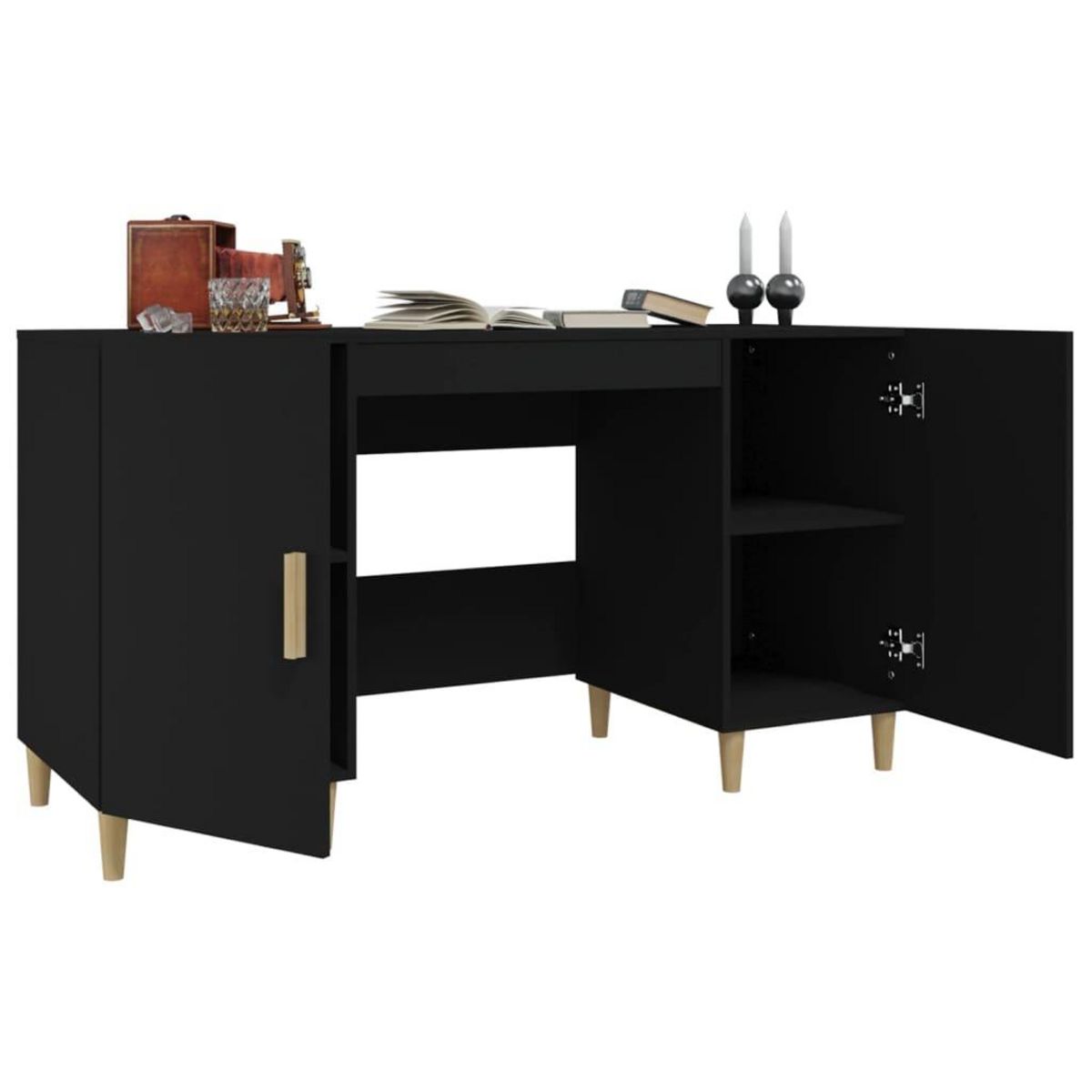 VIDAXL Bureau Noir 140x50x75 cm Bois d'ingenierie