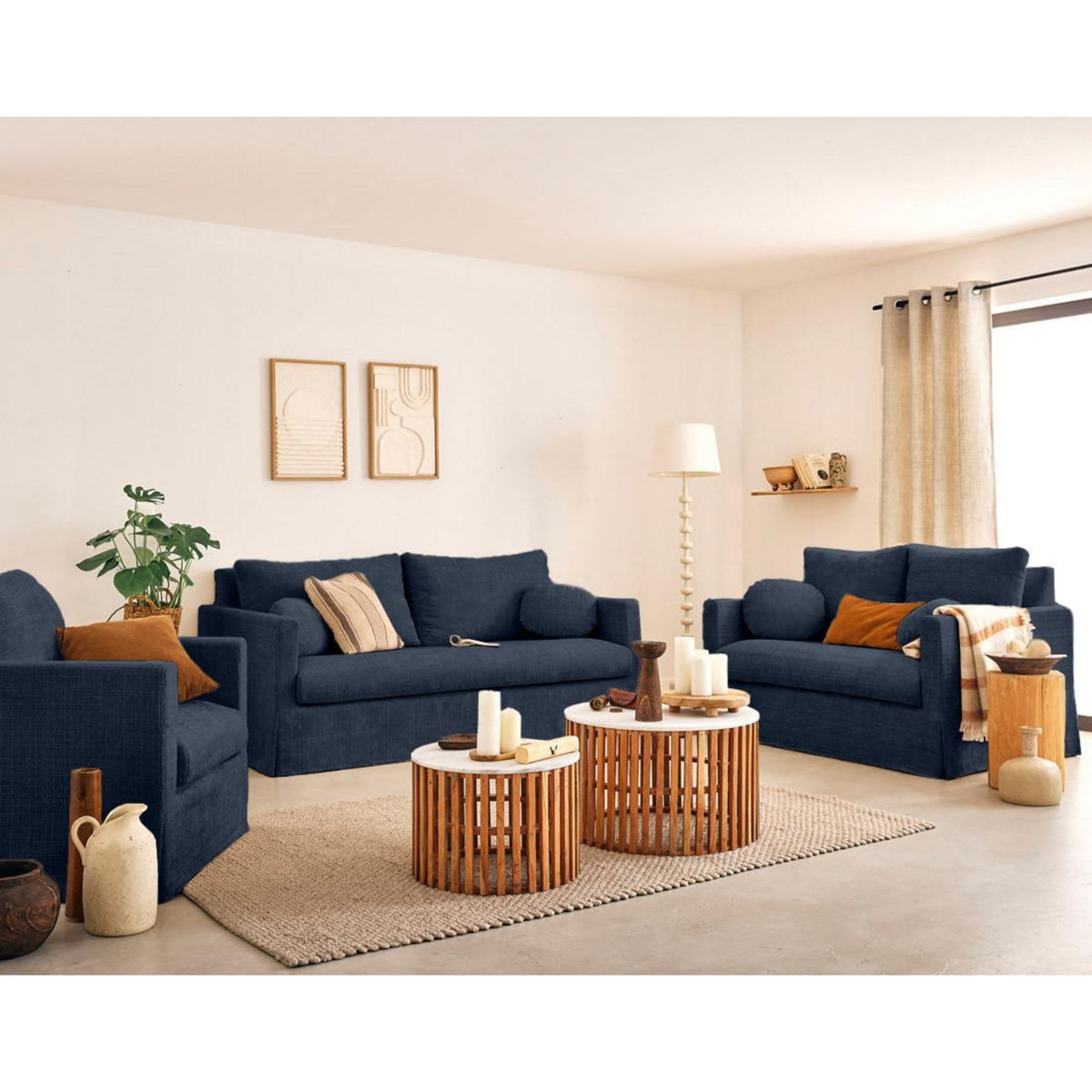 LISA DESIGN Serena - canapé droit déhoussable 2 places en velours texturé