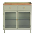 Rendez vous déco Buffet 2 portes 2 tiroirs en métal vert, manguier et verre-Marnie