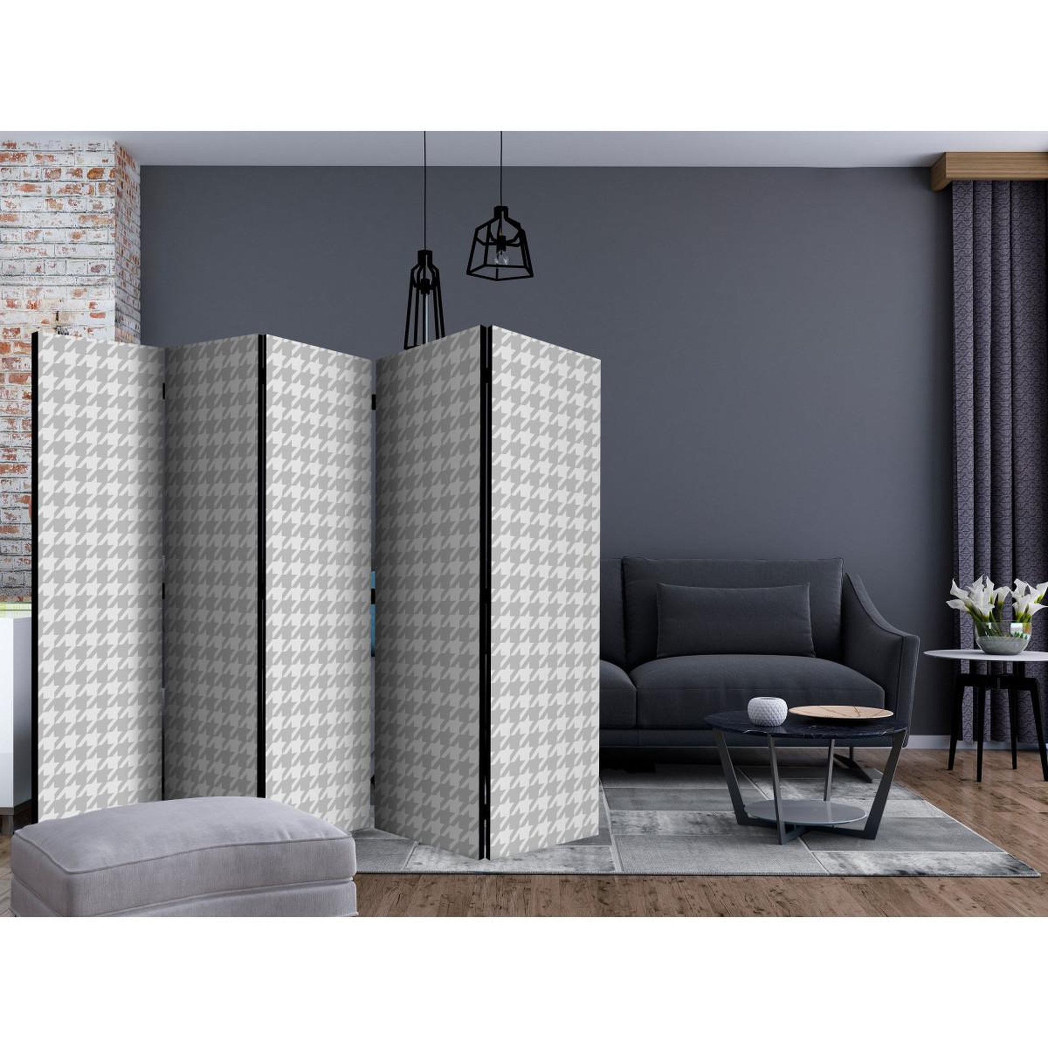 Voir la diapositive 2 : Paris Prix Paravent 5 volets  dogtooth check  172x225cm