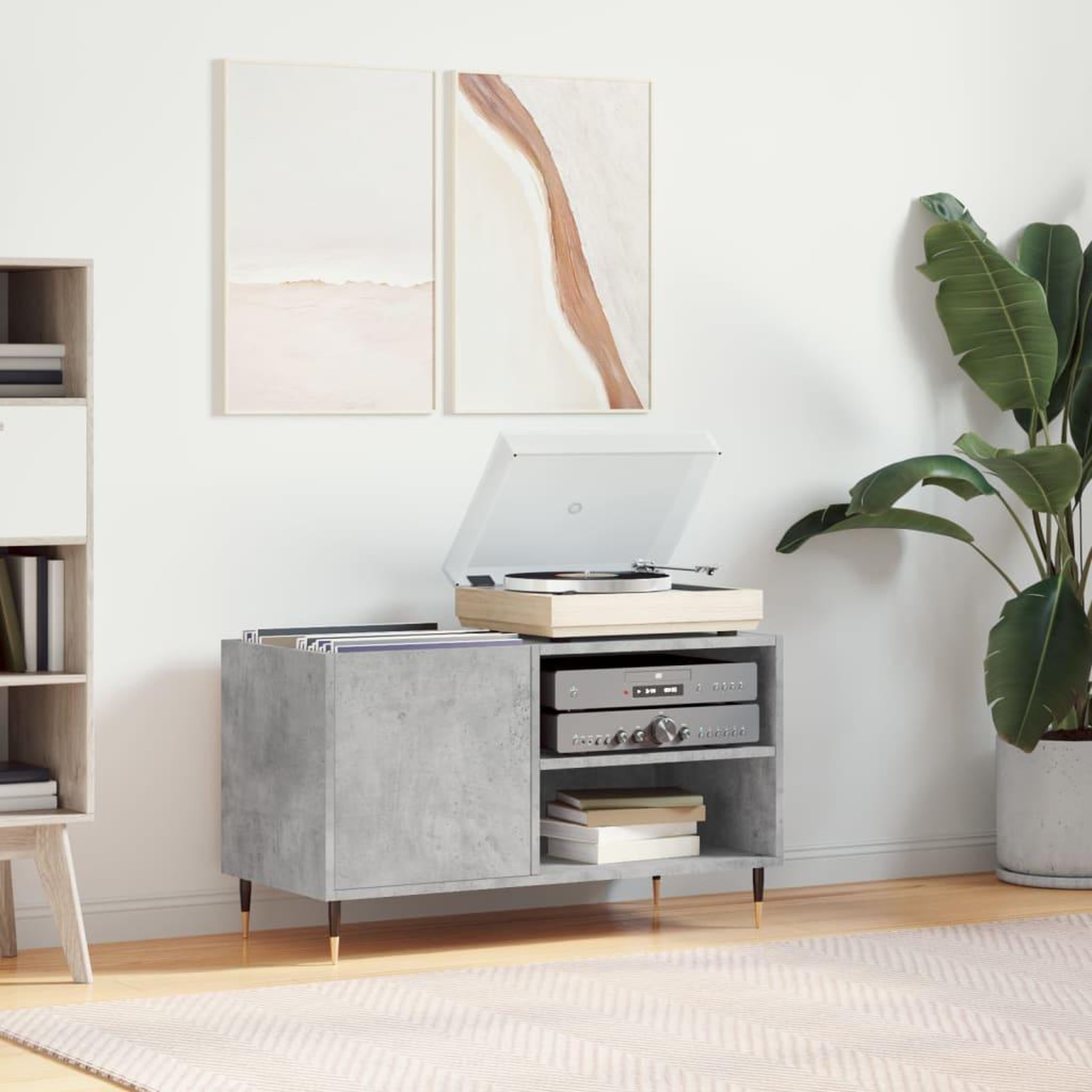 VIDAXL Armoire a disques gris beton 85x38x48 cm bois d'ingenierie
