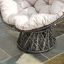 Voir la diapositive 5 : OUTSUNNY Fauteuil rond de jardin fauteuil papasan pivotant grand confort Ø 97 x 90H cm grand coussin fourni polyester résine tressée crème