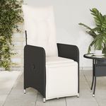 VIDAXL Chaises inclinables de jardin lot de 2 et coussins noir rotin