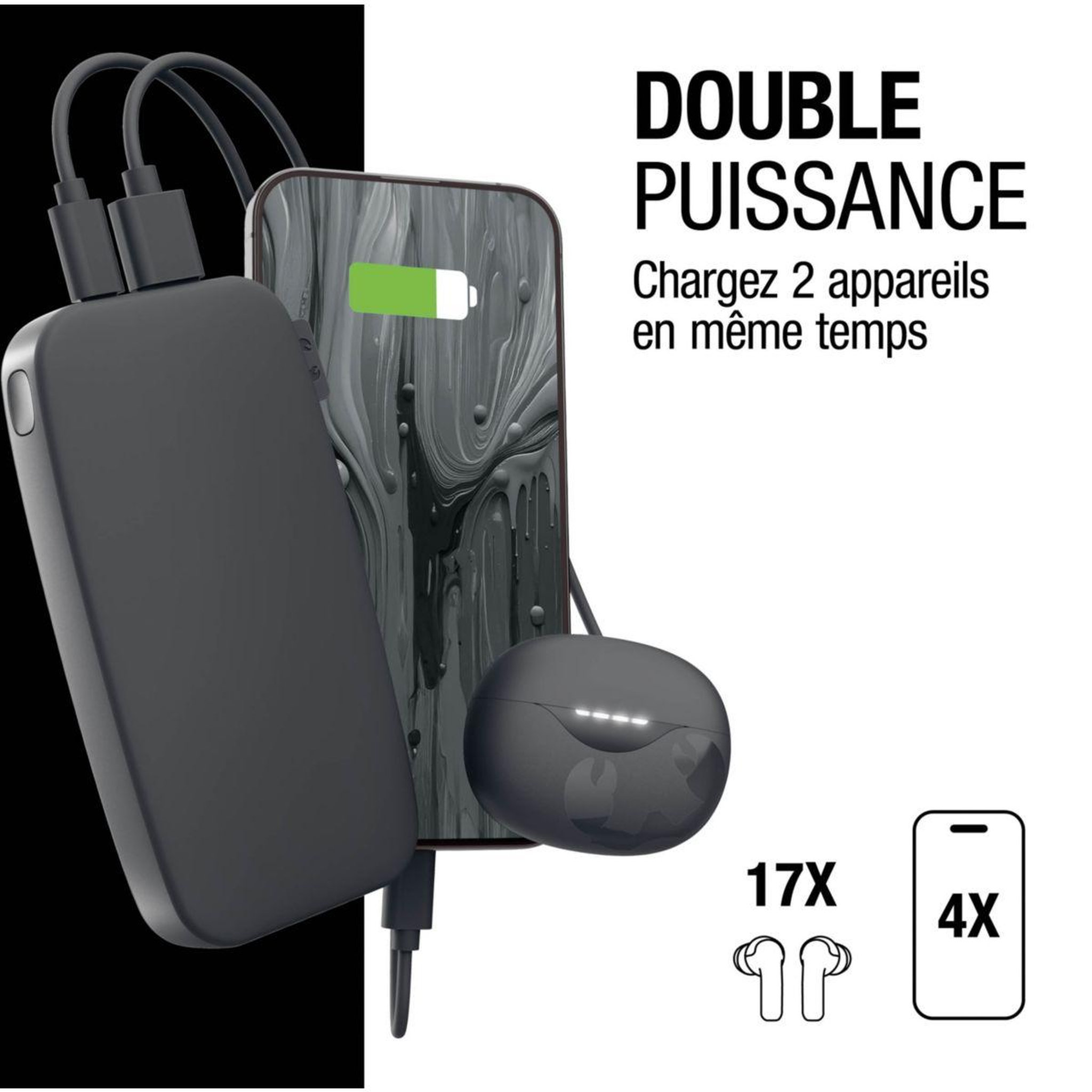 Voir la diapositive 3 : FRESH'N REBEL Batterie externe 12000mAh USB-C ultra-rapide 20W Gris