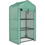 OUTSUNNY Serre de jardin balcon 3 niveaux métal thermolaqué vert PE vert