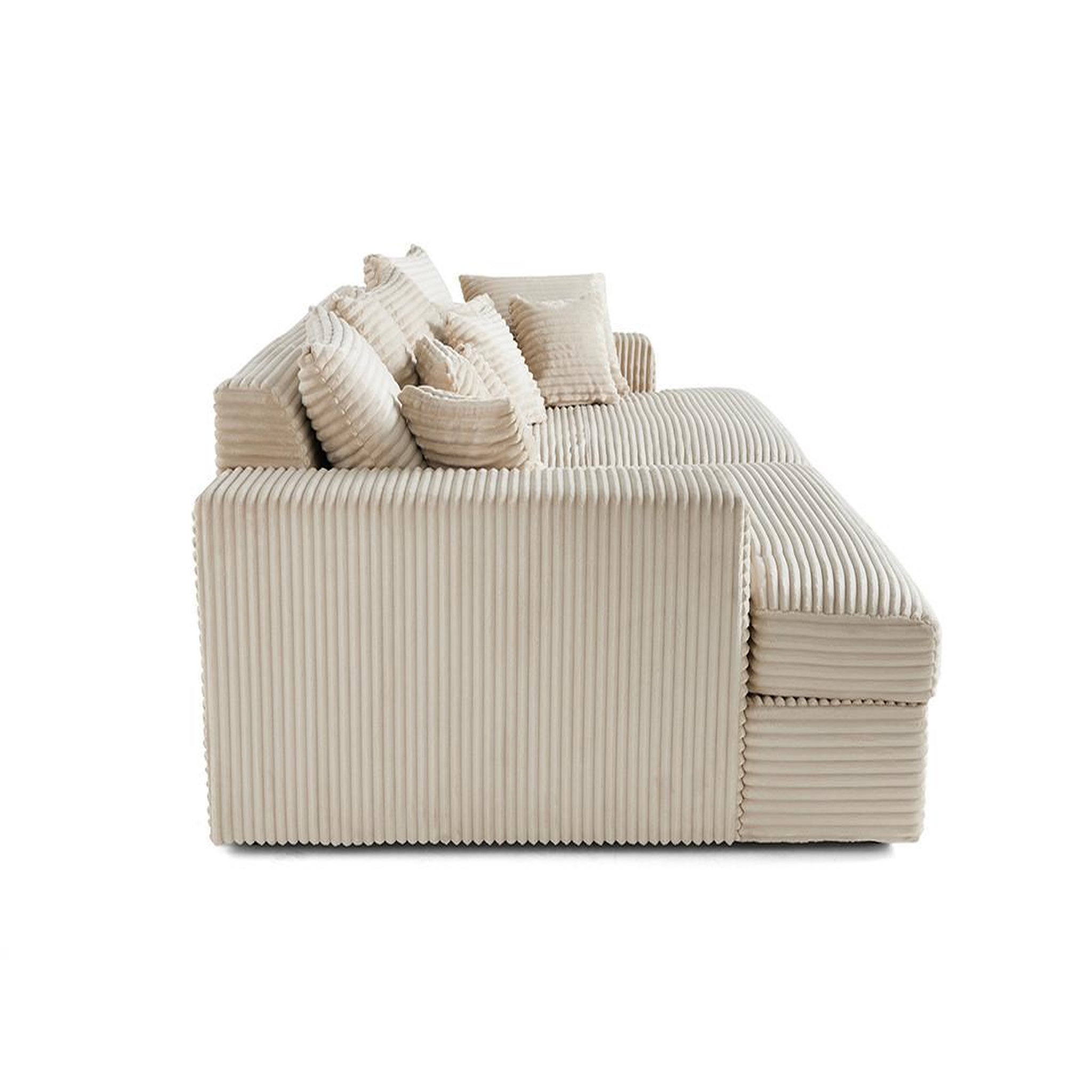 Voir la diapositive 5 : LISA DESIGN Collins - canapé droit 4 places avec double méridienne - assise profonde - velours côtelé grosses côtes