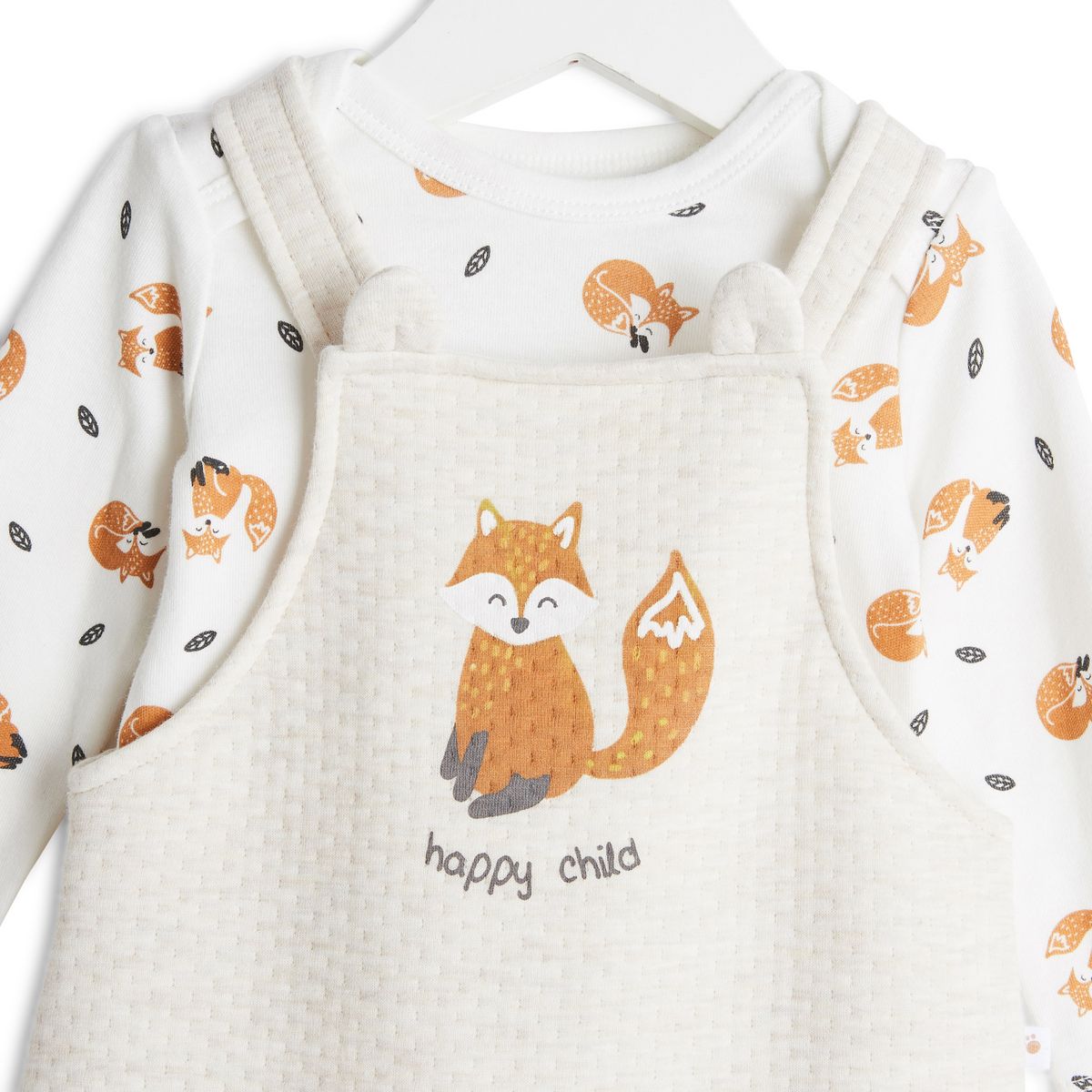 INEXTENSO Ensemble de naissance salopette avec pieds renard + body manches longues bébé garçon