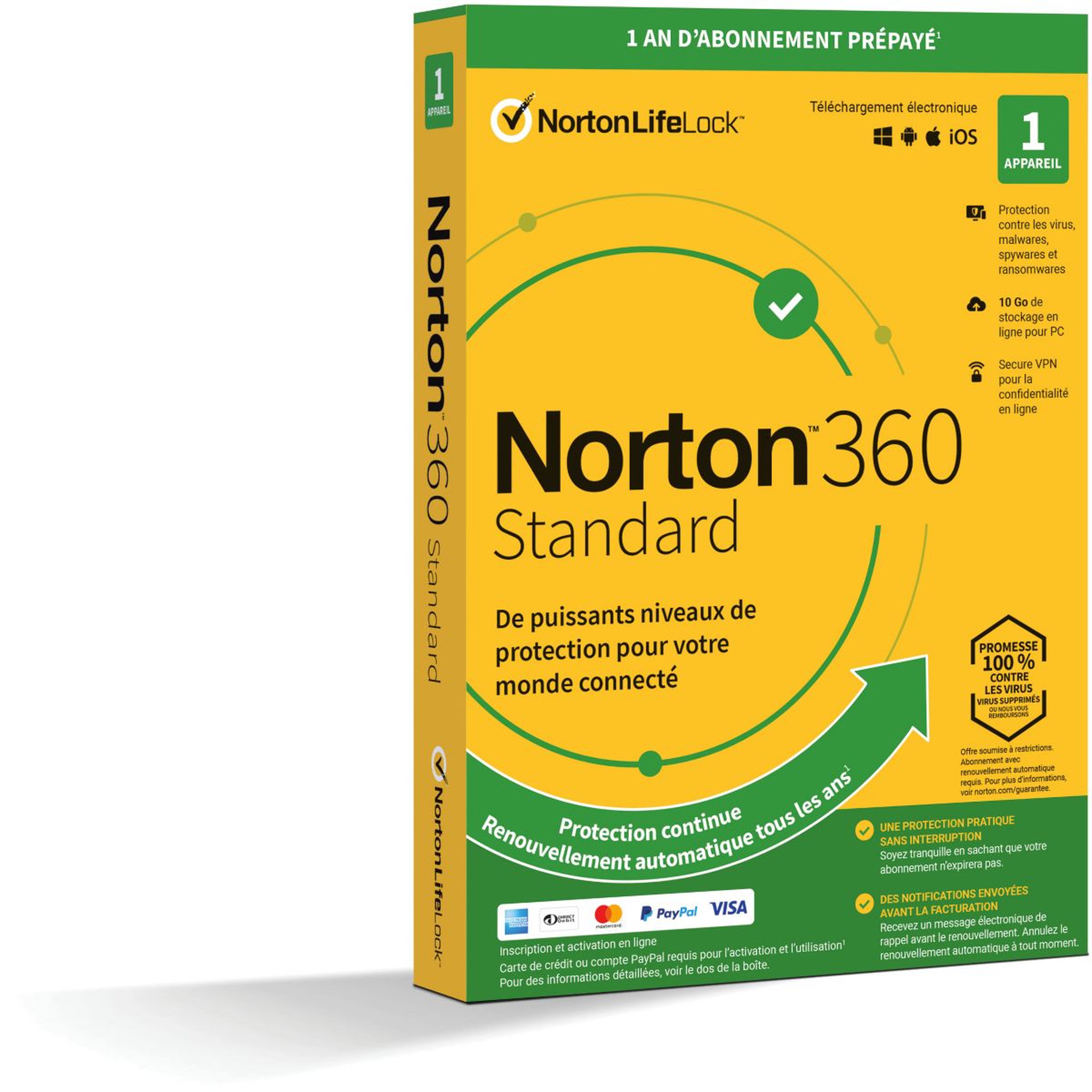 Voir la diapositive 1 : NORTON LIFELOCK Logiciel antivirus et optimisation 360 Standard 10Go 1 poste