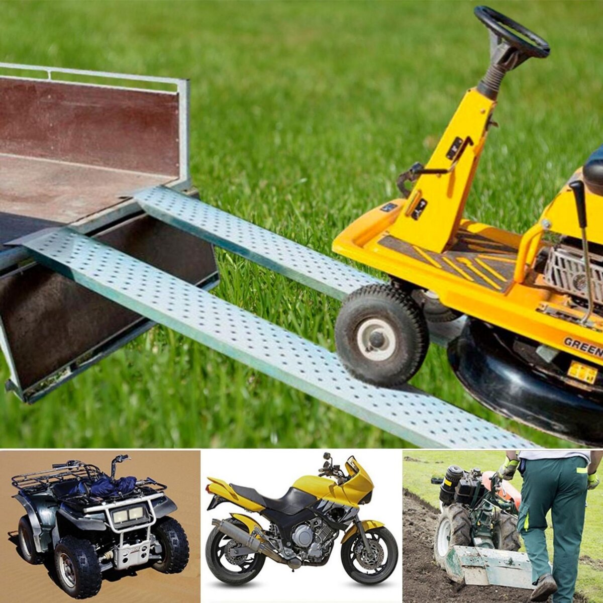 ID MARKET Lot de 2 rampes de chargement en acier galvanisé