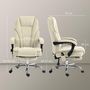 Voir la diapositive 3 : VINSETTO Fauteuil de bureau manager massant chauffant inclinable réglable télécommande repose-pieds rétractable velours beige sable