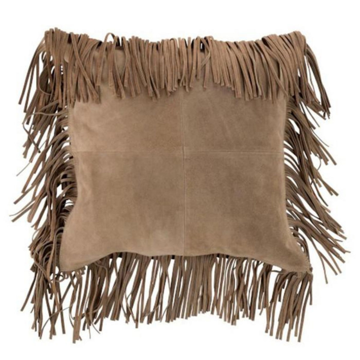 Paris Prix Coussin à Franges  Cuir  45cm Beige