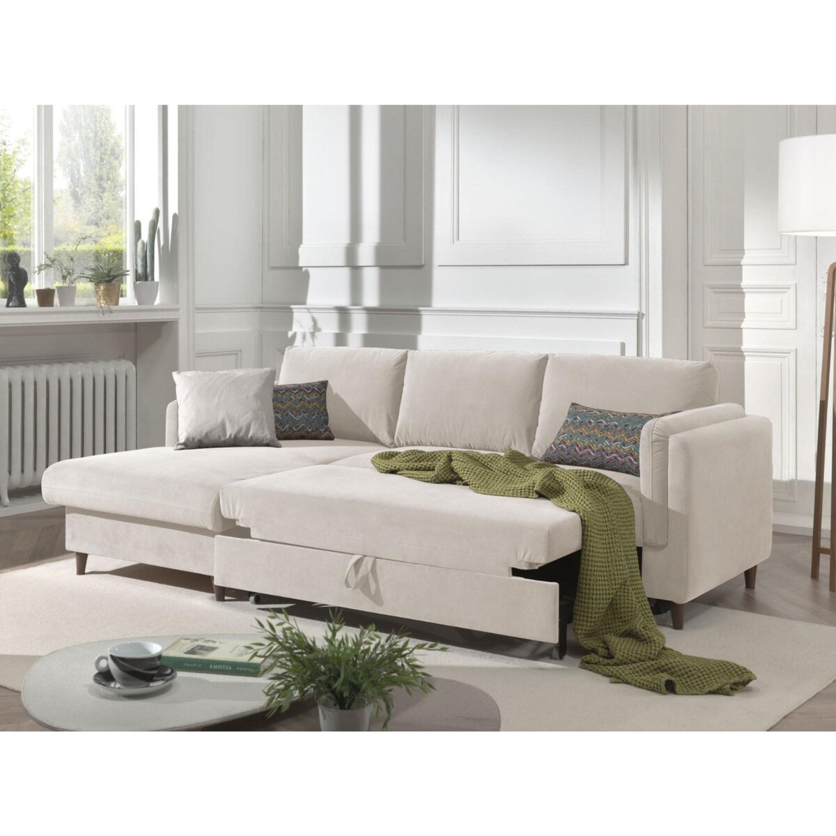 LISA DESIGN Brooke - canapé d'angle gauche - convertible avec coffre - 4 places - en velours