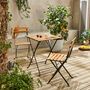 Voir la diapositive 4 : SWEEEK Table de bistrot pliante bois d'acacia et métal + 2 assises 55 x 54 cm
