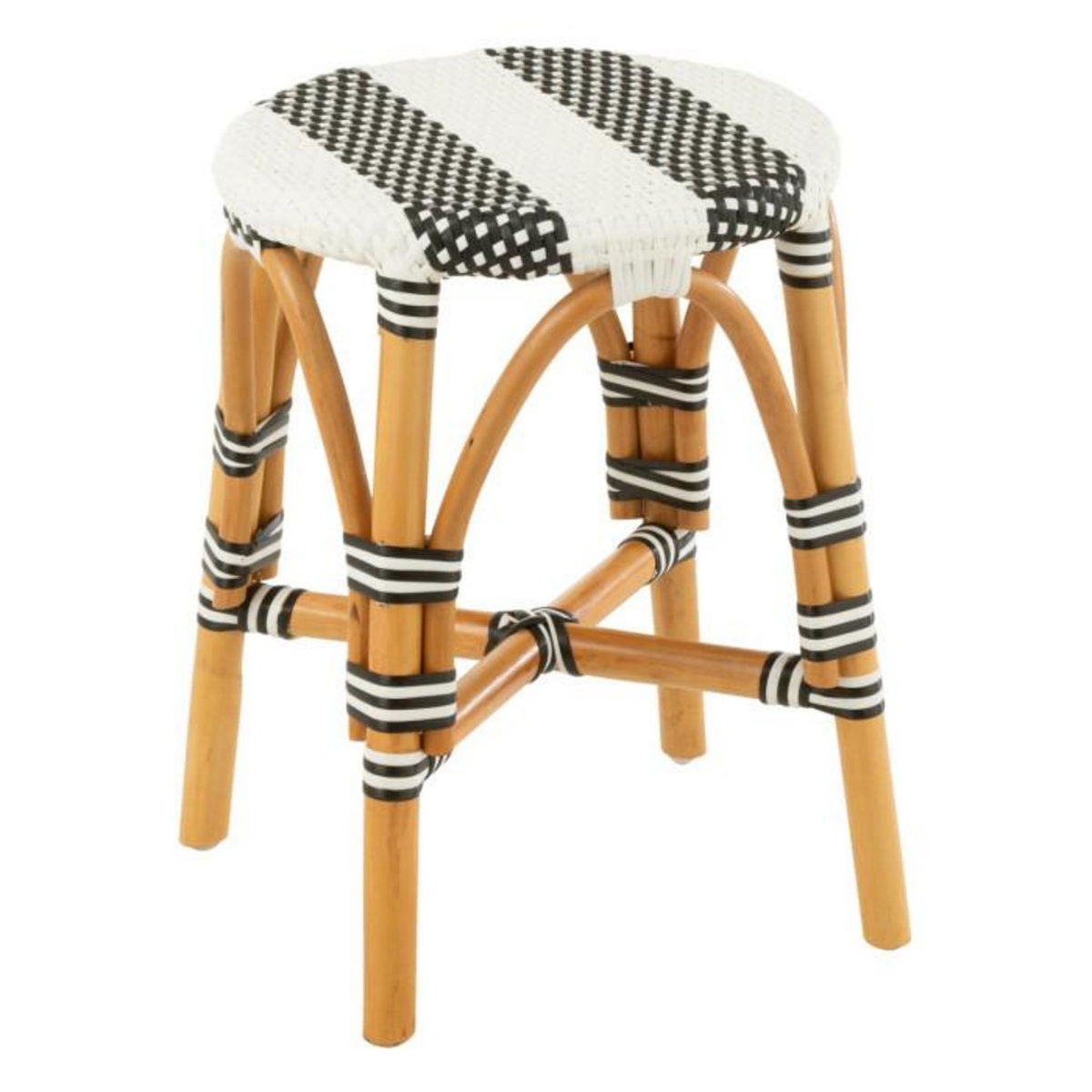 Paris Prix Tabouret en Rotin  Danial  44cm Noir