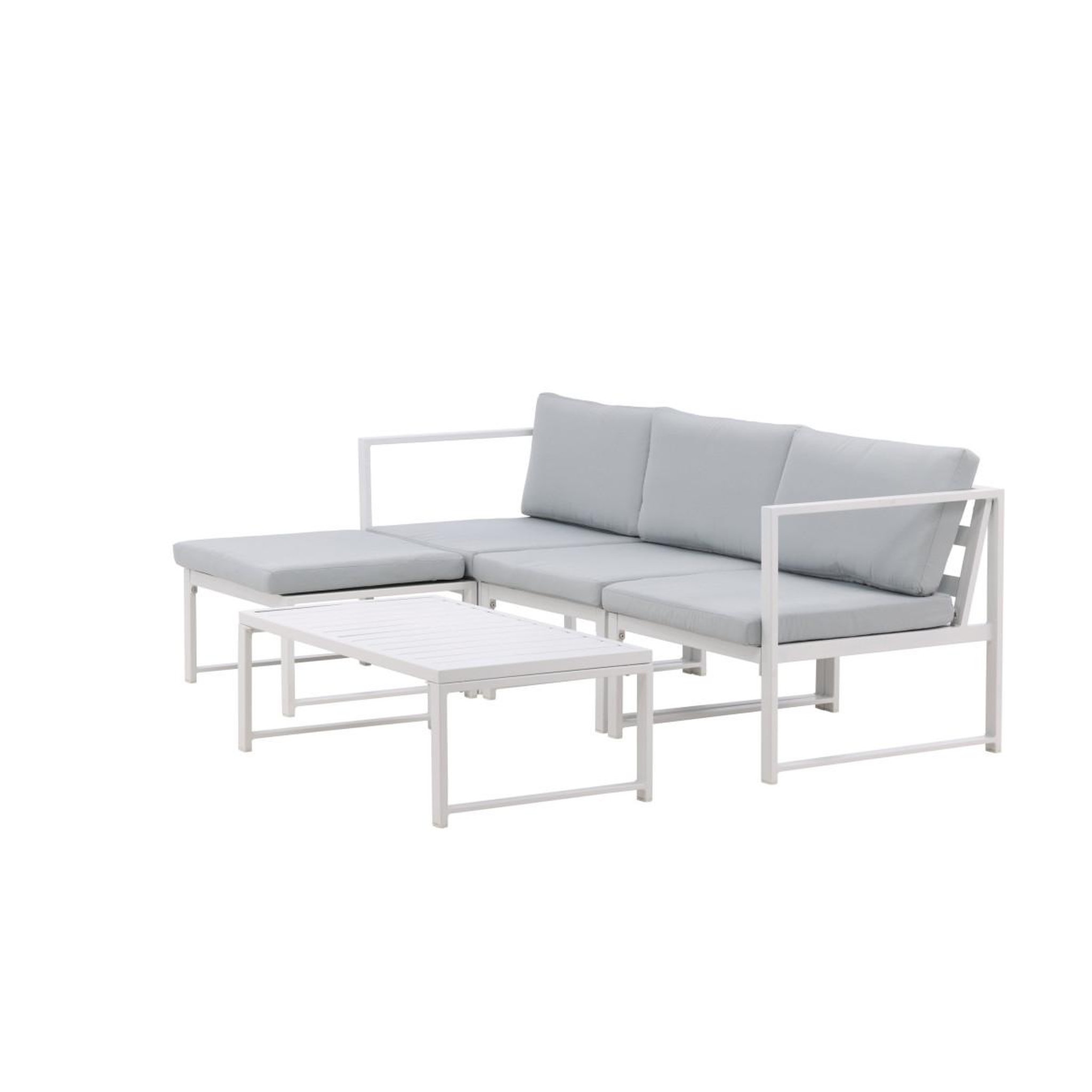 Voir la diapositive 5 : Paris Prix Salon de jardin modulable  salvador  200cm blanc & gris
