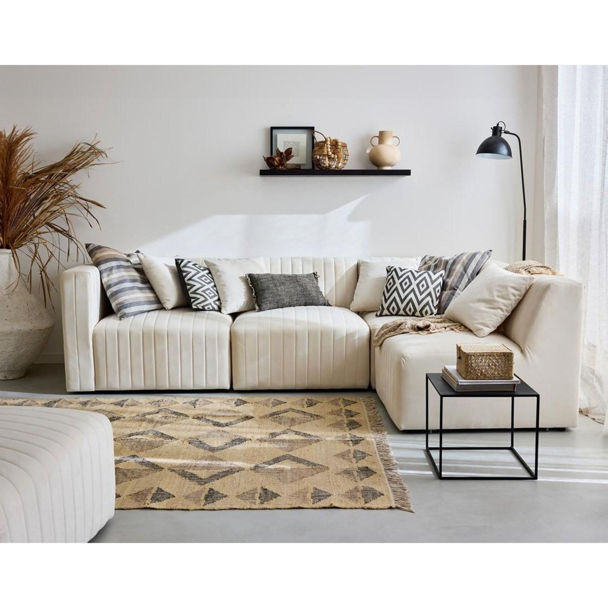 LISA DESIGN Nova - canapé modulable d'angle droit - 5 places - avec pouf d'appoint - en velours