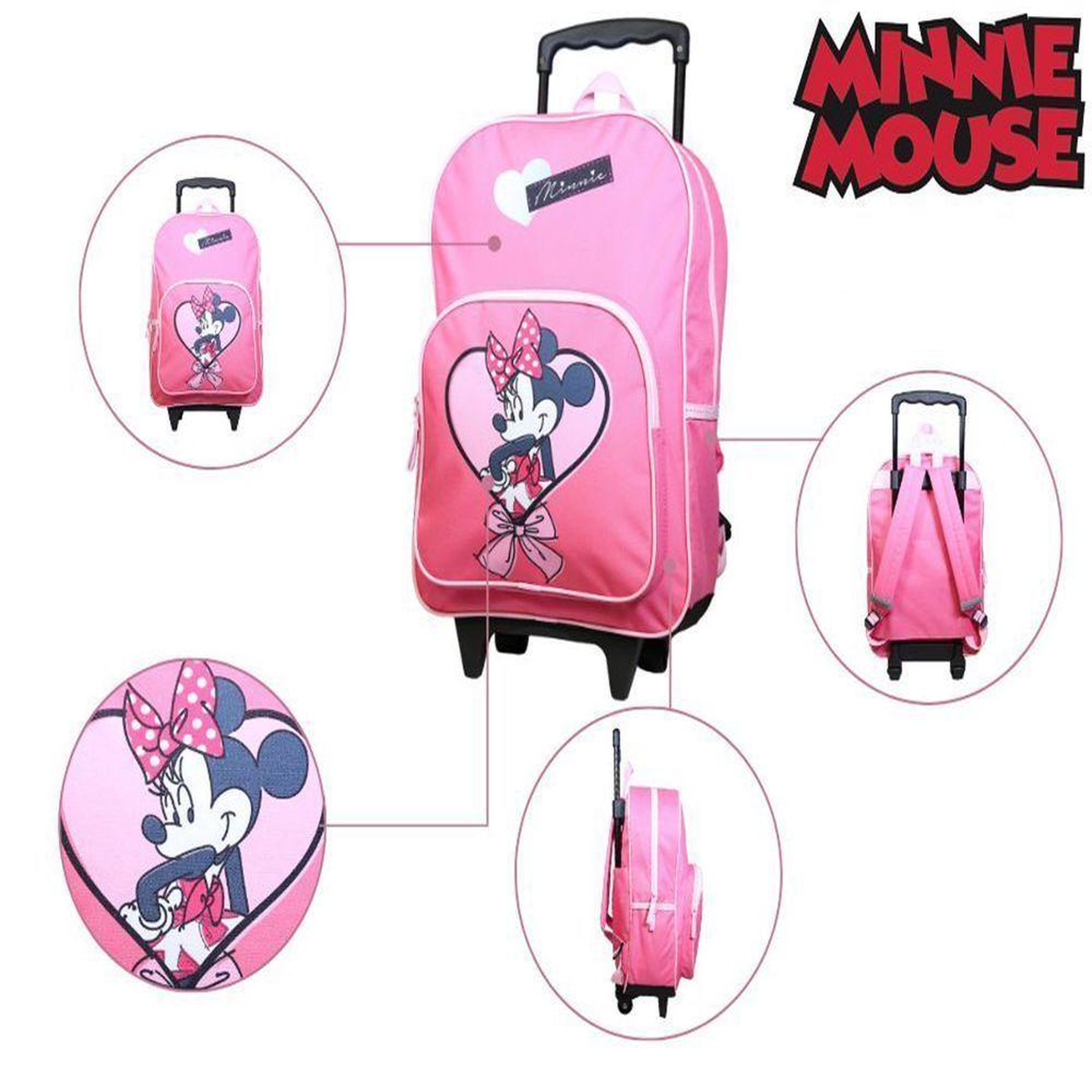 Voir la diapositive 5 : Bagtrotter BAGTROTTER Sac à dos à roulettes Disney Minnie Noeud Rose