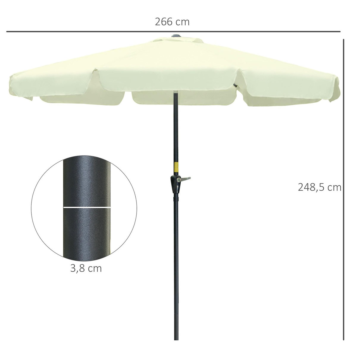OUTSUNNY Parasol de jardin inclinable protection UV50+ polyester beige