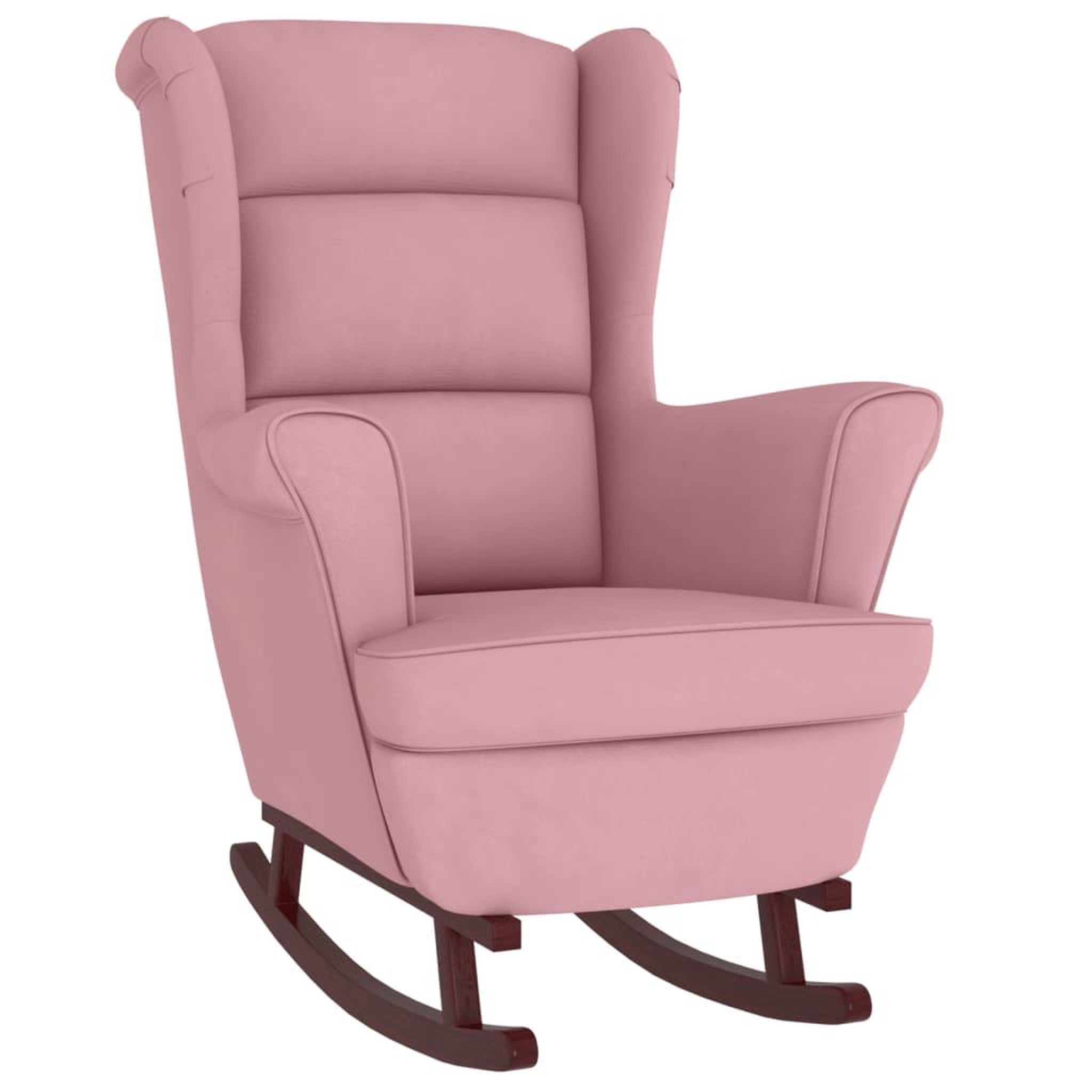 Voir la diapositive 2 : VIDAXL Fauteuil a bascule et pieds en bois massif d'hevea Rose Velours