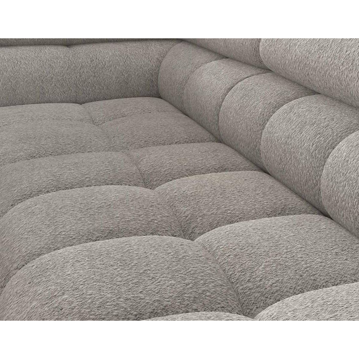 BEST MOBILIER Elisa - canapé d'angle gauche 5 places convertible avec coffre et têtières réglables en tissu bouclette