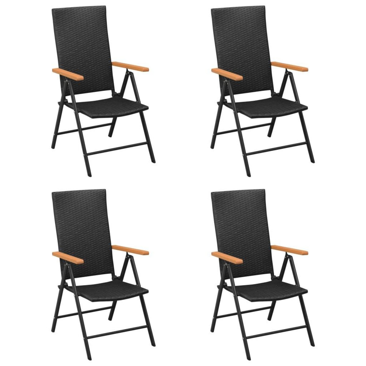 VIDAXL Chaises de jardin lot de 4 Resine tressee Noir