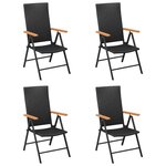 VIDAXL Chaises de jardin lot de 4 Resine tressee Noir