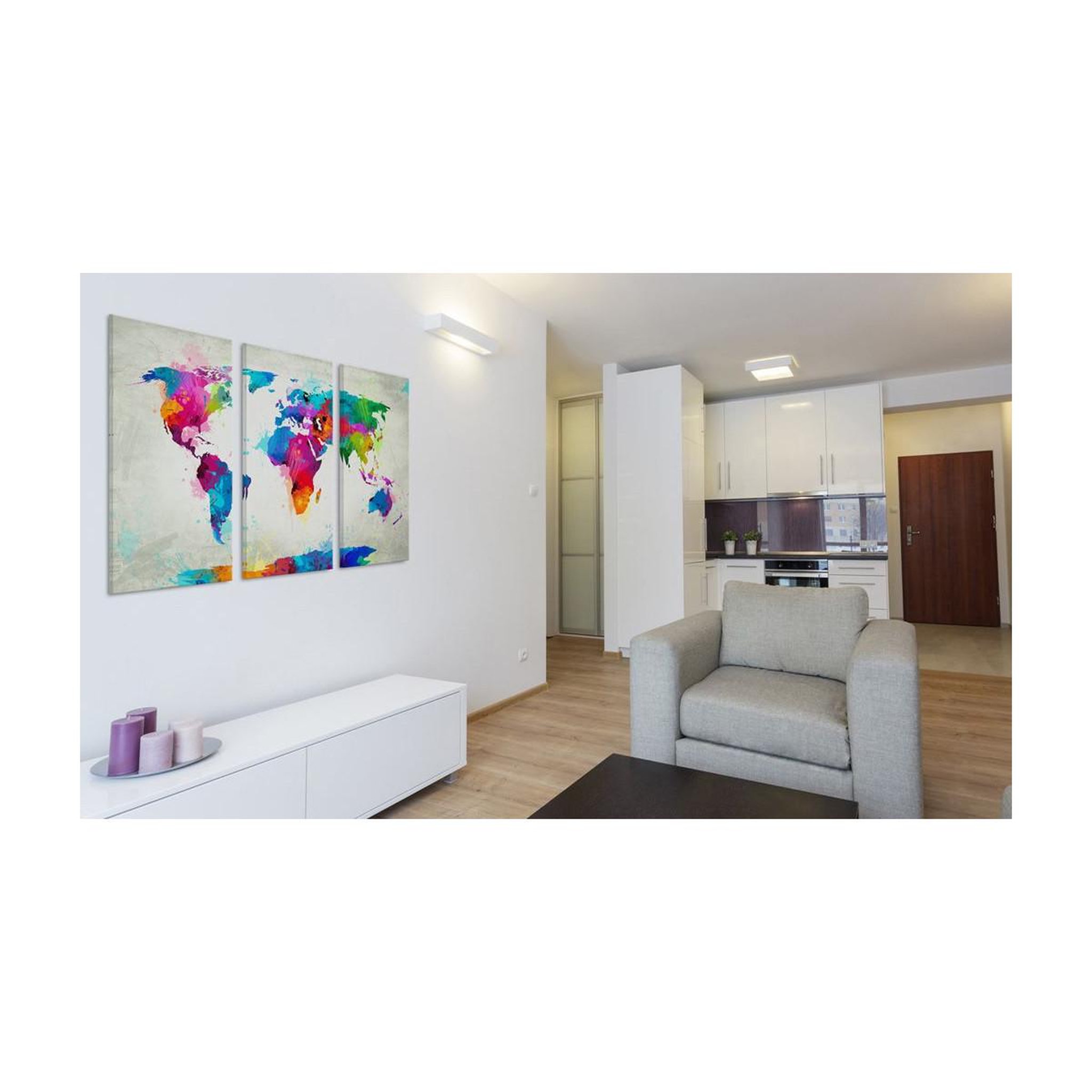 Voir la diapositive 2 : Paris Prix Tableau Imprimé  World Map : An Explosion of Colors