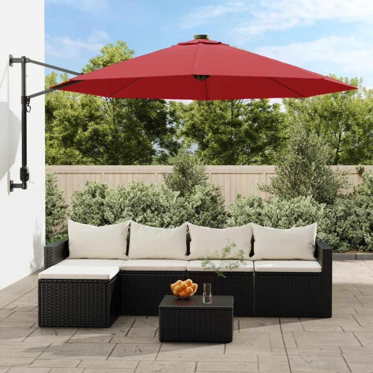 VIDAXL Parasol mural rouge vif 290 cm