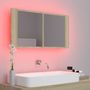 Voir la diapositive 4 : VIDAXL Armoire a miroir a LED de bain Chene sonoma 90x12x45 Acrylique